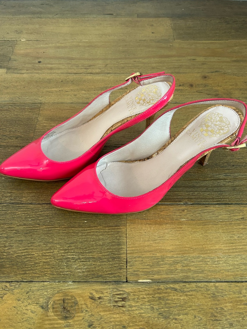Vince Camuto Hot Pink Patent Slingback Pumps - Picture 4 of 11